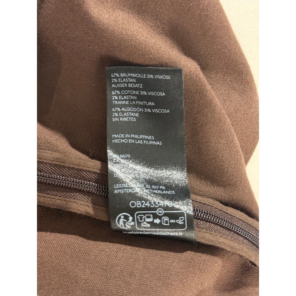 Maeve High Rise Split Front Velvet Skinny Pants Brown Holiday Party Stretch Sz M - Picture 13 of 14